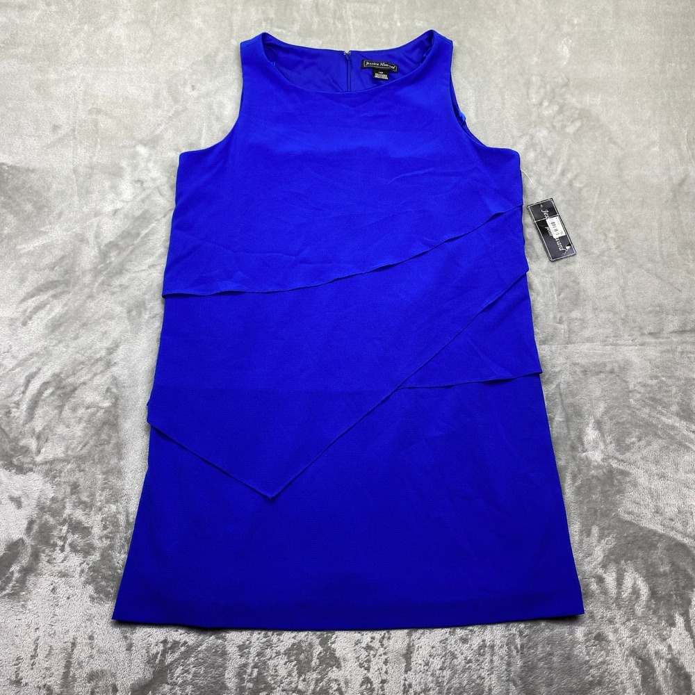 Jessica Howard Petite Royal Blue Tiered Chiffon Sheath Dress 14P Festive NWT‎